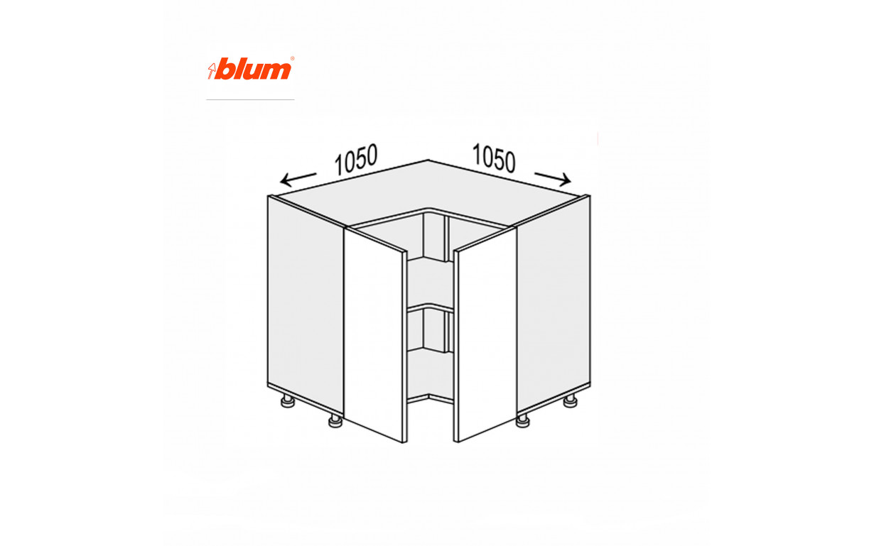 Кухонна секція Міленіум WG нижня КутН 90° 1050х1050/820 2дв Pro Blum - Фото